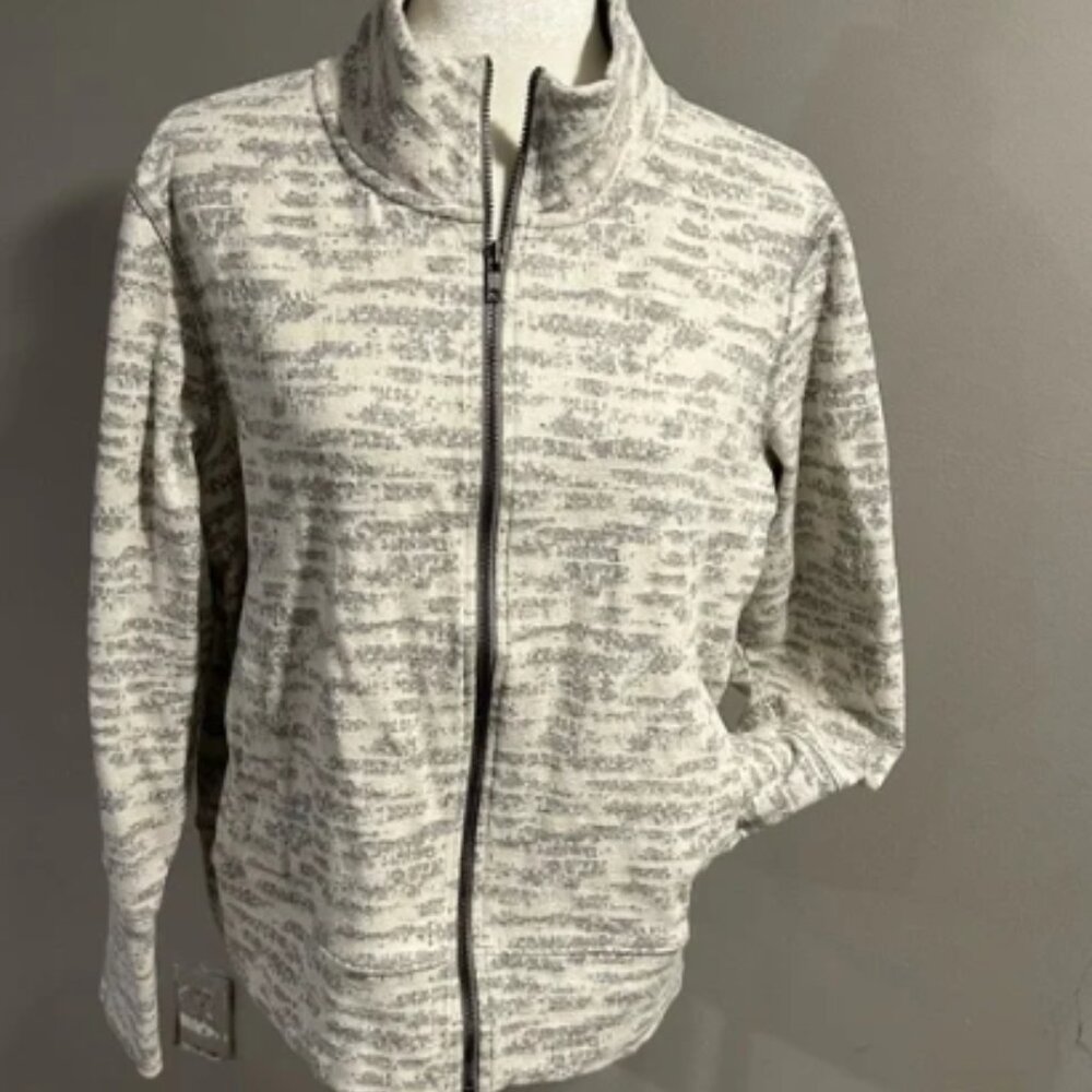 ZYIA ACTIVE CREAM COMBO ZIP JACKET SWEATSHIRT Stretchy Sz XL EUC